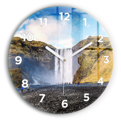 Pendule murale ronde Chute d'eau en Islande