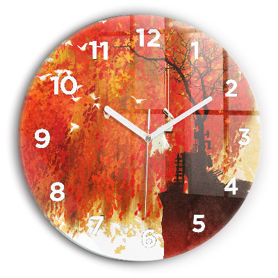 Pendule murale ronde Mariée en automne