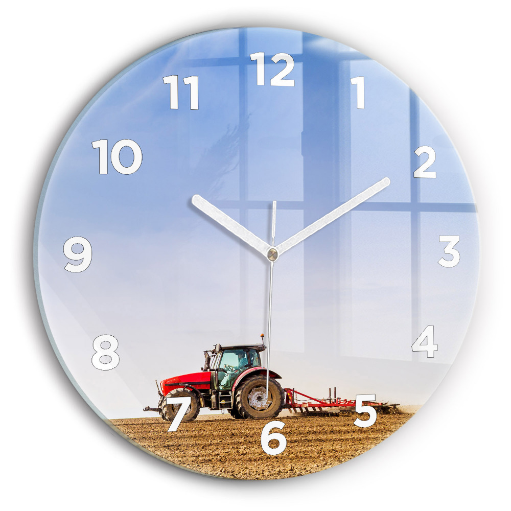 Pendule murale ronde Agriculteur dans un tracteur