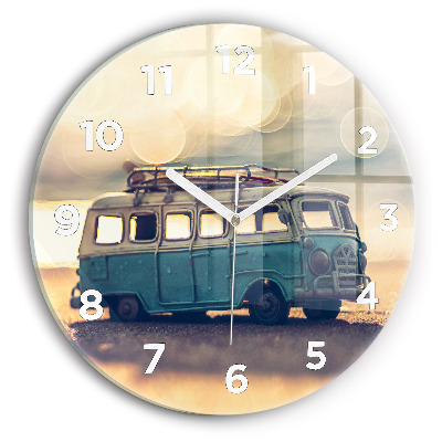 Horloge ronde en verre Campeur sur la plage