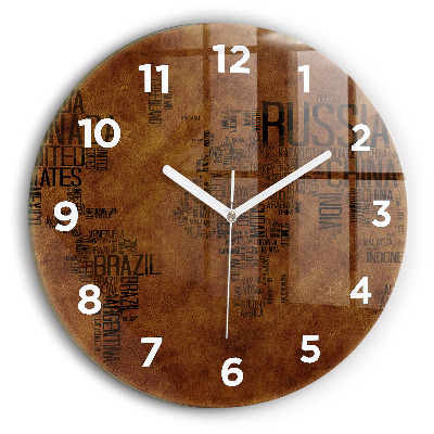 Horloge ronde Carte et noms de pays