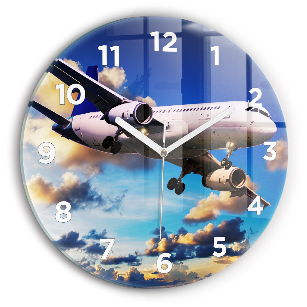 Pendule murale ronde Avion dans les nuages