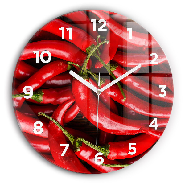 Horloge ronde en verre Piments forts