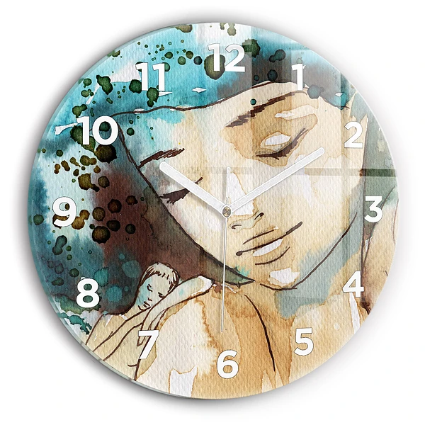 Horloge ronde Femme abstraite