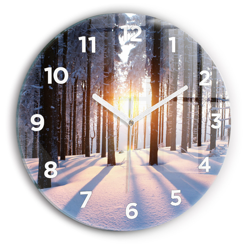 Pendule murale ronde Forêt au coucher du soleil