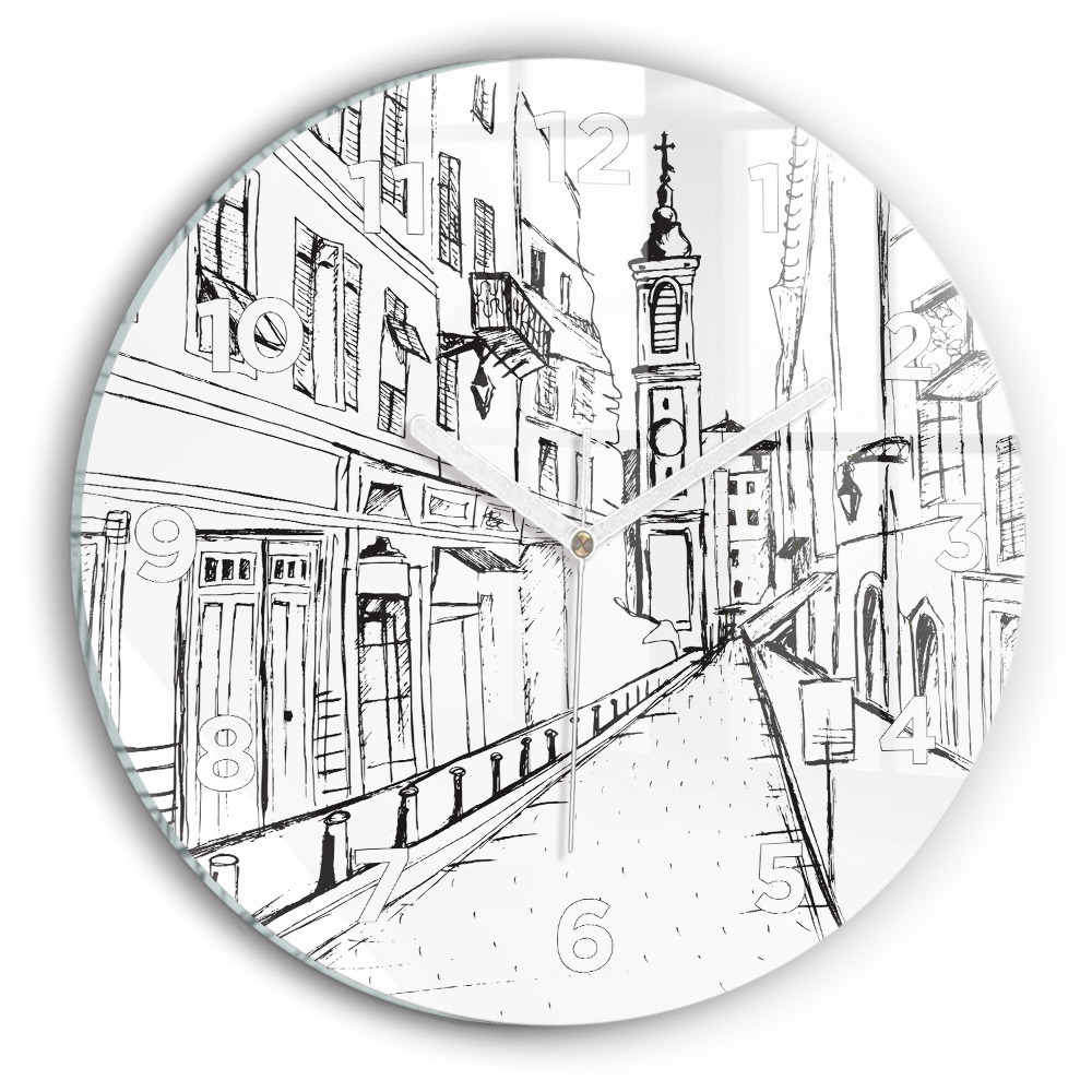 Pendule murale ronde Dessin de ville Provence