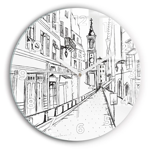 Pendule murale ronde Dessin de ville Provence