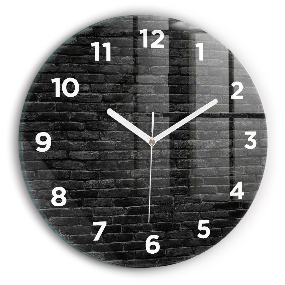 Pendule murale ronde Mur de briques sombres