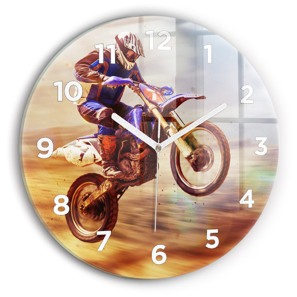 Horloge ronde en verre Motocross enduro