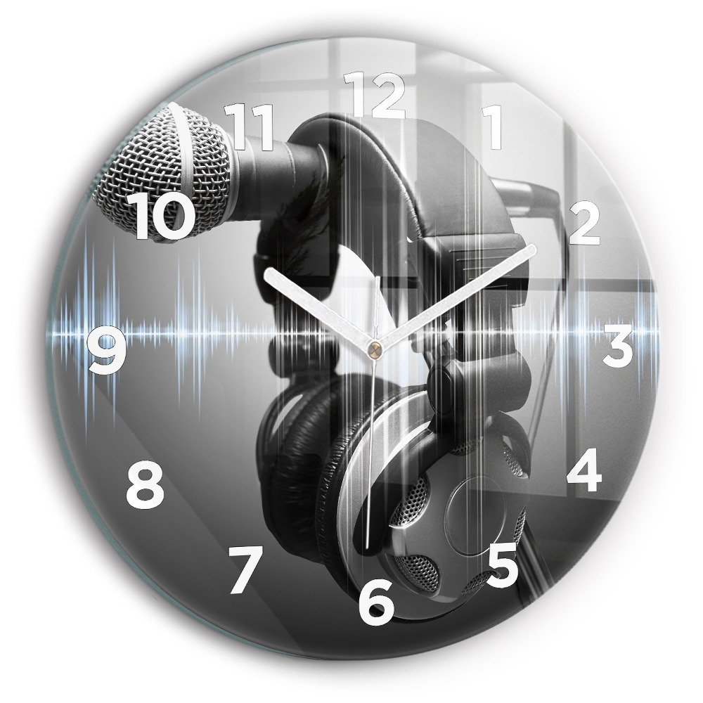 Horloge ronde Microphone et écouteurs