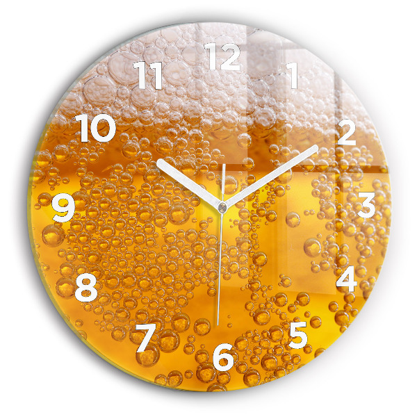 Horloge ronde en verre Bière avec mousse