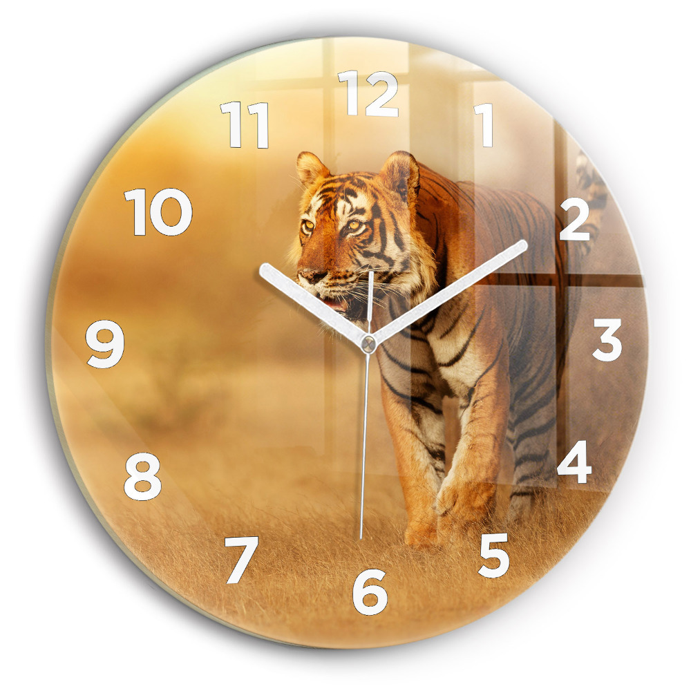 Pendule murale ronde Chasse au tigre