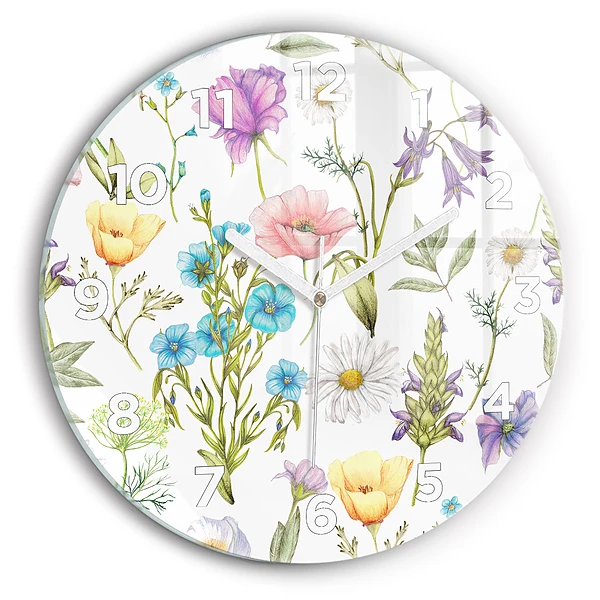 Horloge ronde Composition de fleurs