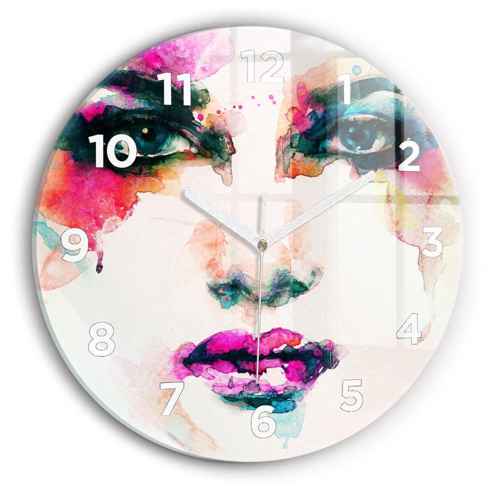 Pendule murale ronde Visage abstrait d'une femme