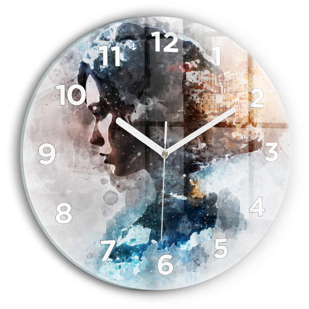 Pendule murale ronde Visages abstraits