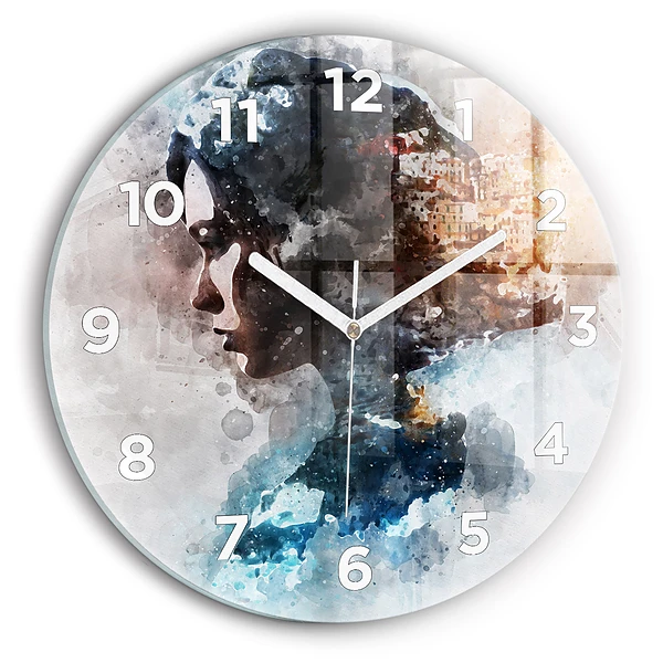 Pendule murale ronde Visages abstraits