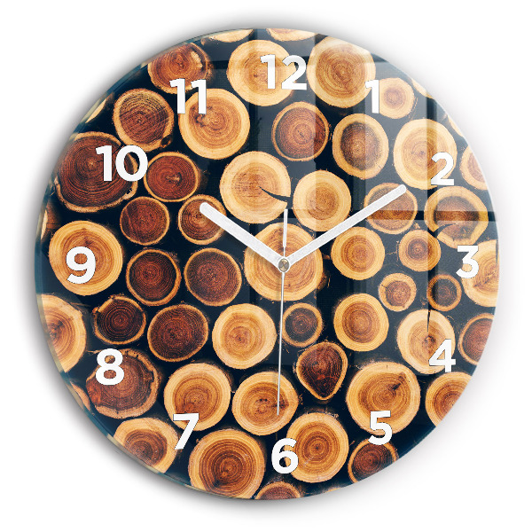 Horloge ronde en verre Bois