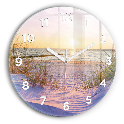 Horloge ronde en verre Soleil polonais Mer