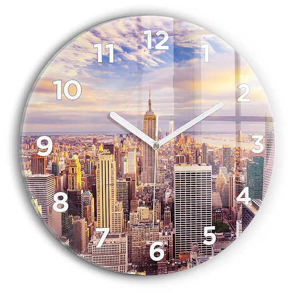 Pendule murale ronde Coucher de soleil à New York