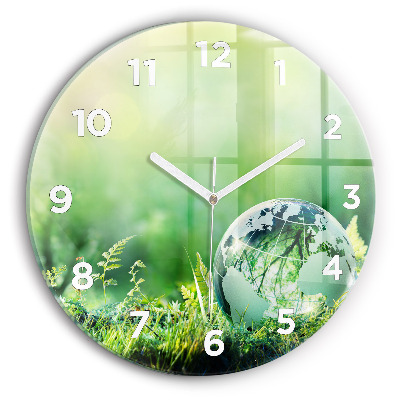 Horloge ronde en verre Globe terrestre