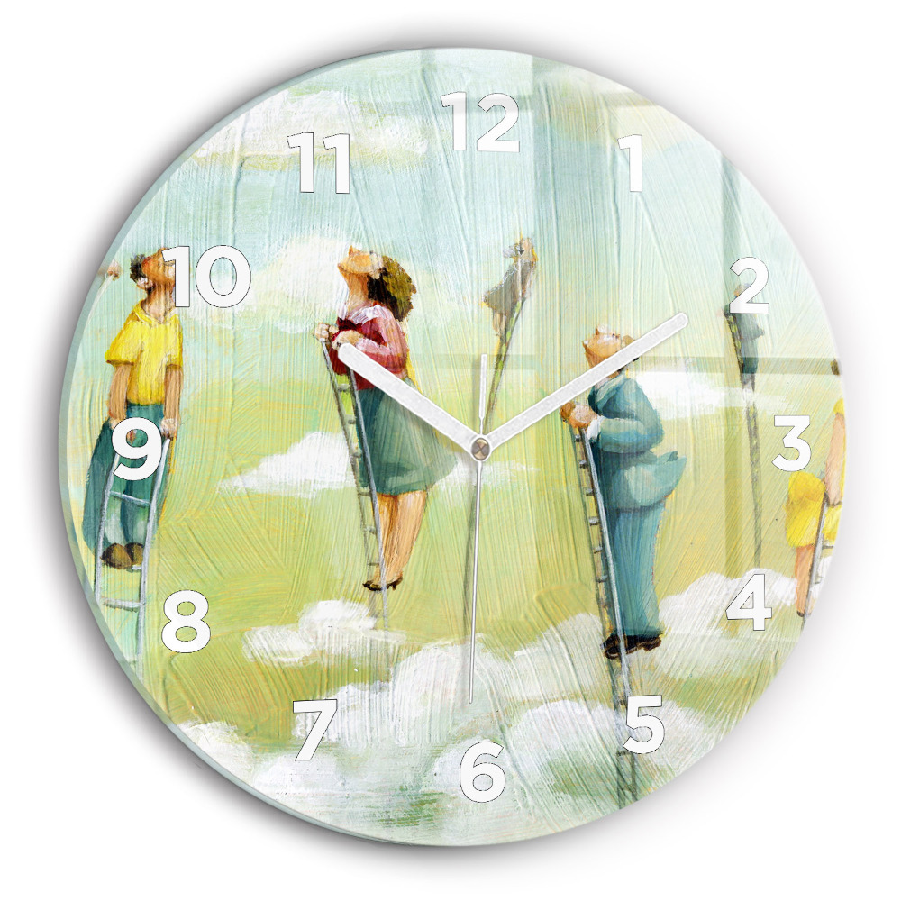 Pendule murale ronde Personnes sur des échelles