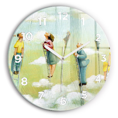 Pendule murale ronde Personnes sur des échelles