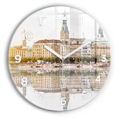 Horloge ronde murale Fleuve Hambourg Allemagne