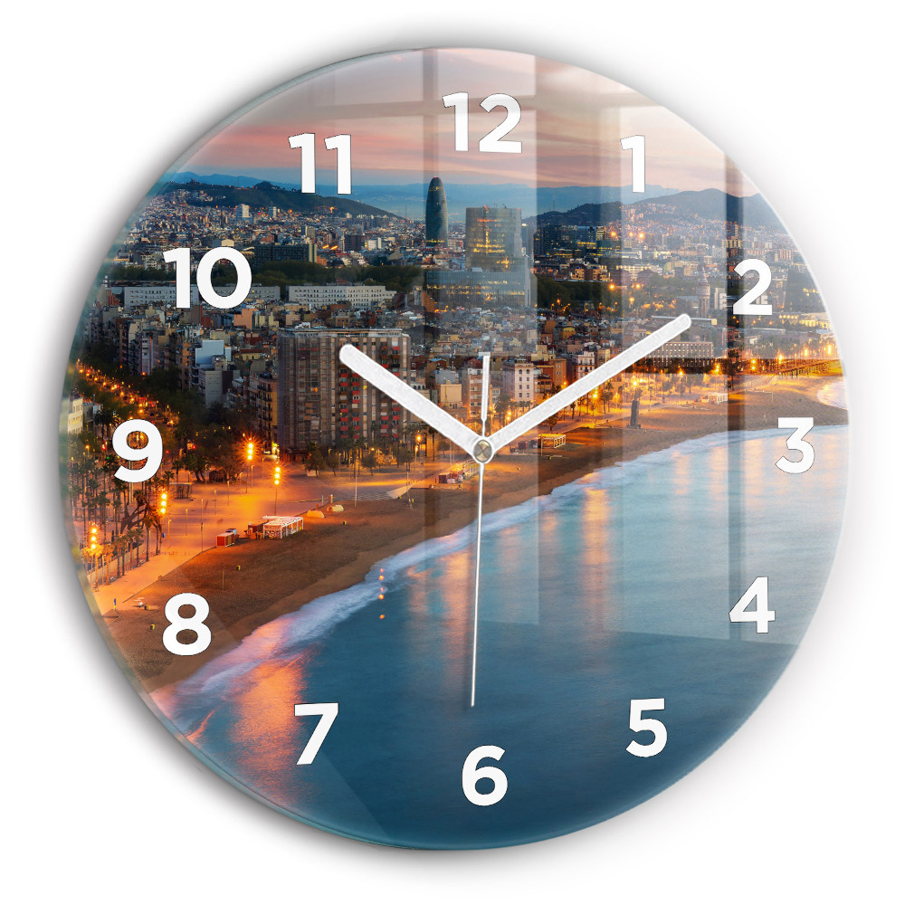 Horloge ronde murale Plage de Barcelone