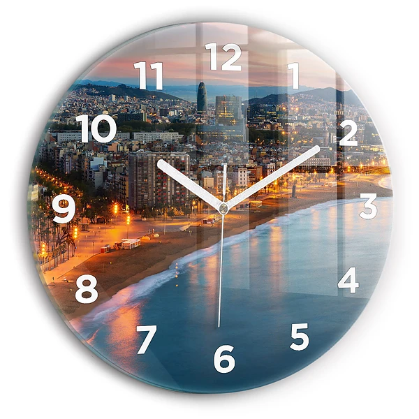 Horloge ronde murale Plage de Barcelone