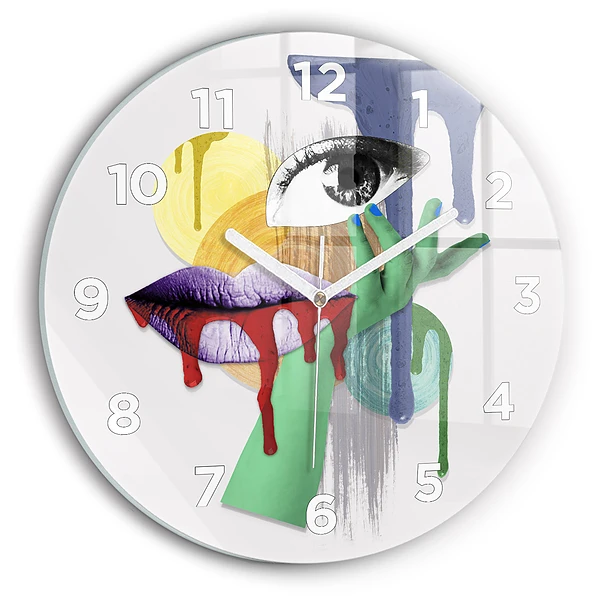 Pendule murale ronde Collage surréaliste