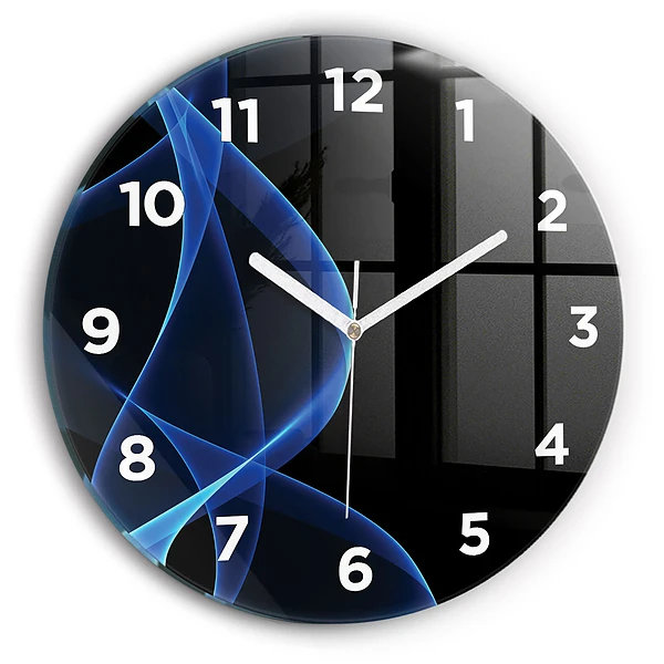 Horloge ronde en verre Lignes bleues