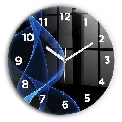 Horloge ronde en verre Lignes bleues