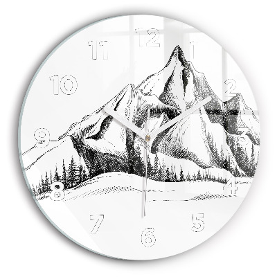 Horloge ronde Montagnes dessinées