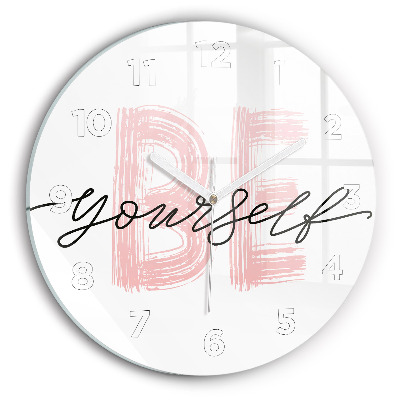 Horloge ronde en verre Inscription 