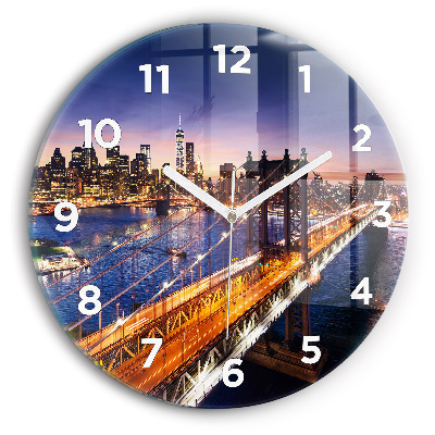 Horloge ronde en verre New York et le coucher de soleil