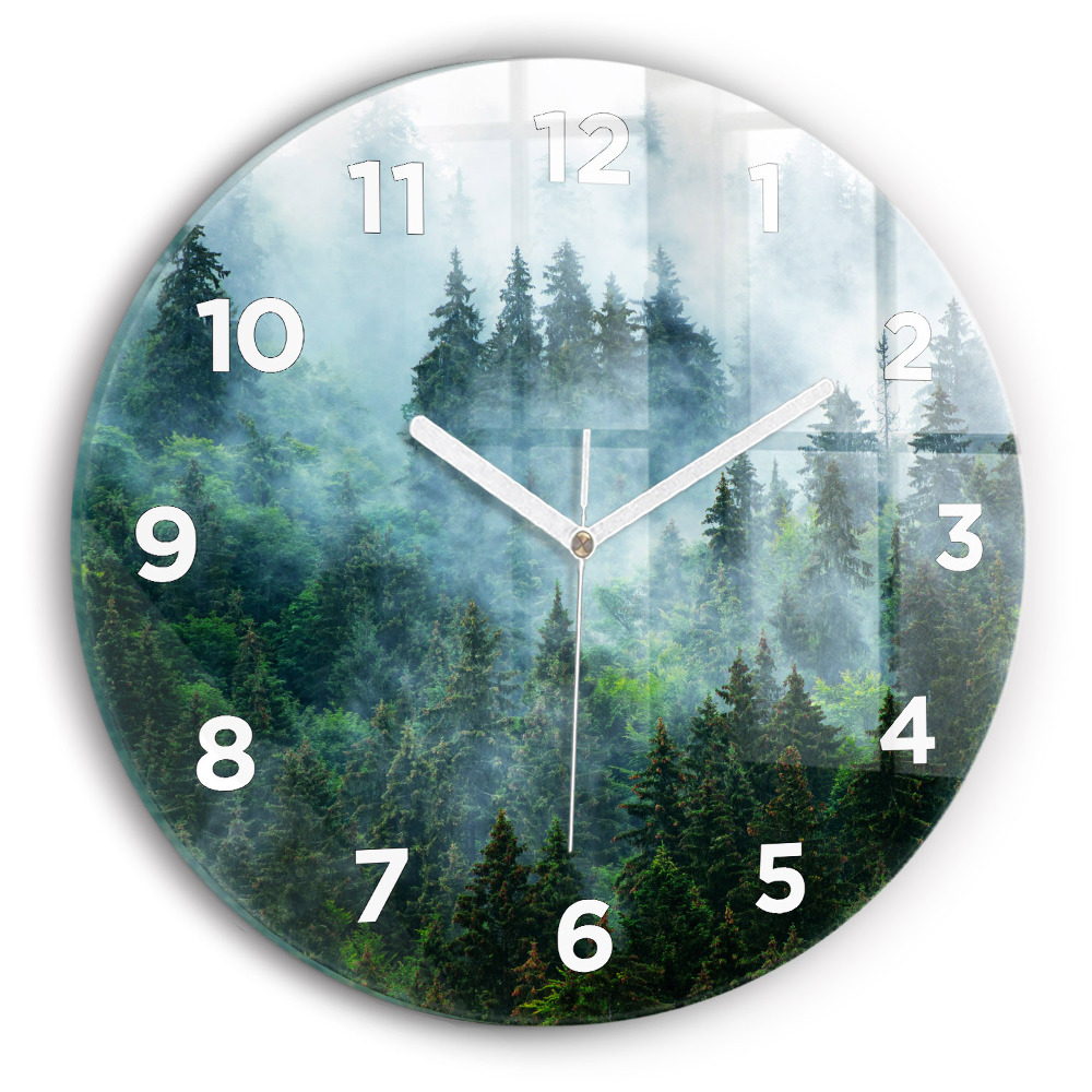 Horloge ronde murale Forêt brumeuse
