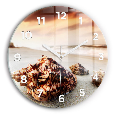 Pendule murale ronde Coquillage sur la plage