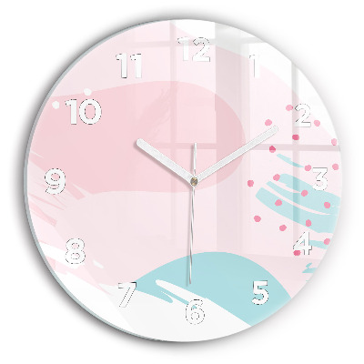 Horloge ronde en verre Abstraction pastel