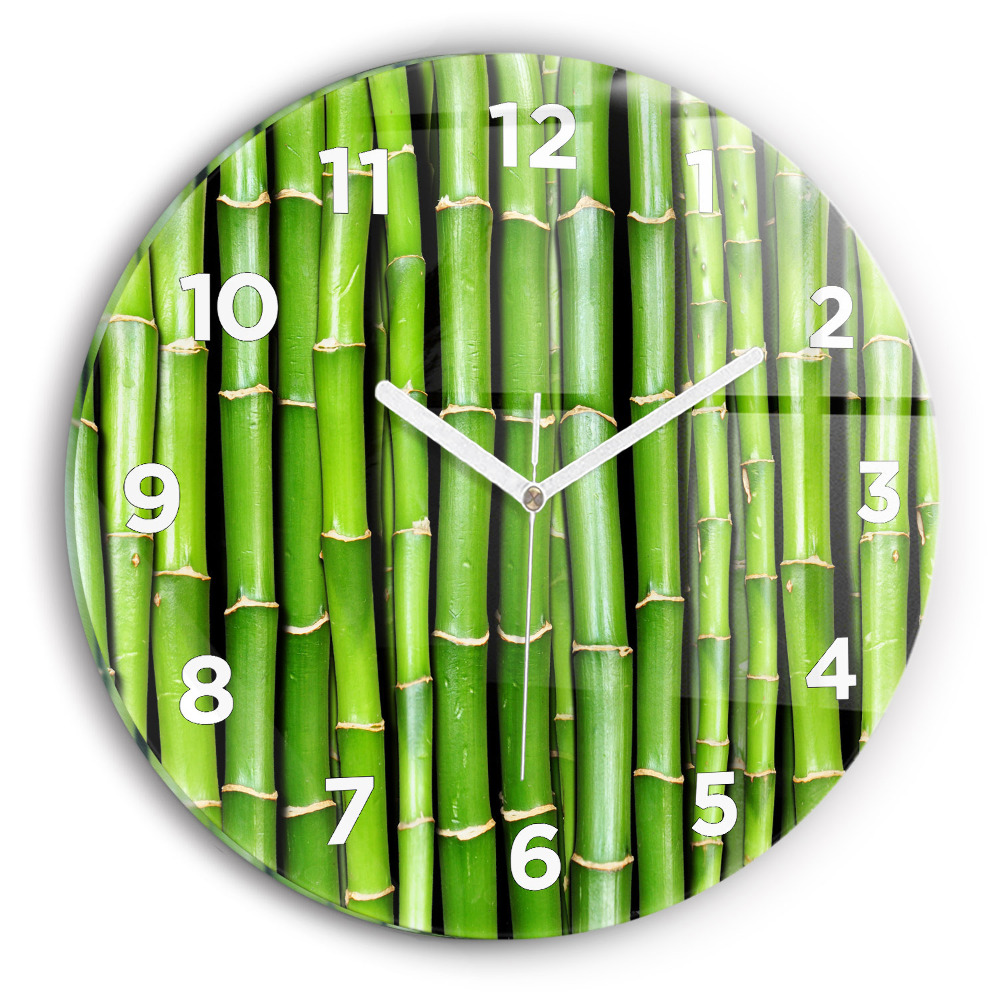 Horloge ronde en verre Bambou asiatique