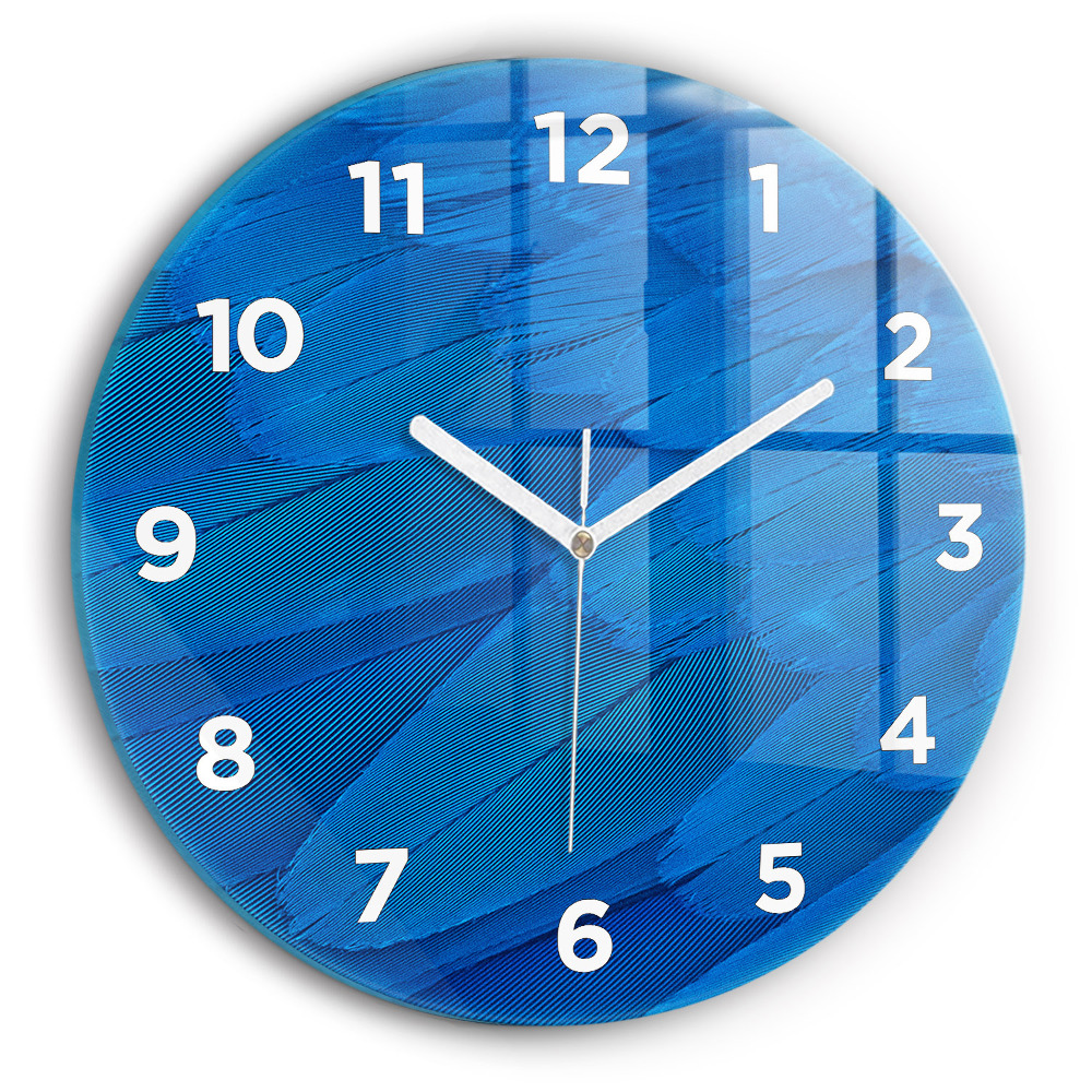 Horloge ronde en verre Plume d'oiseau