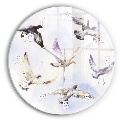 Horloge ronde en verre Oiseaux volants
