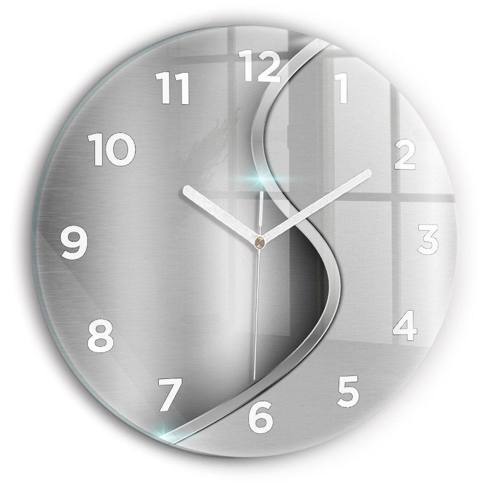 Horloge ronde murale Abstraction en métal gris