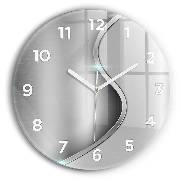 Horloge ronde murale Abstraction en métal gris