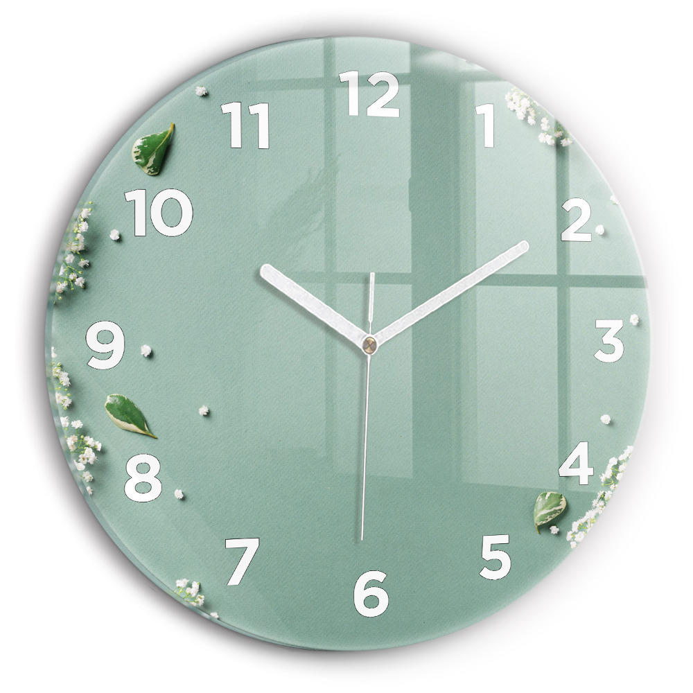 Horloge ronde en verre Fleurs délicates