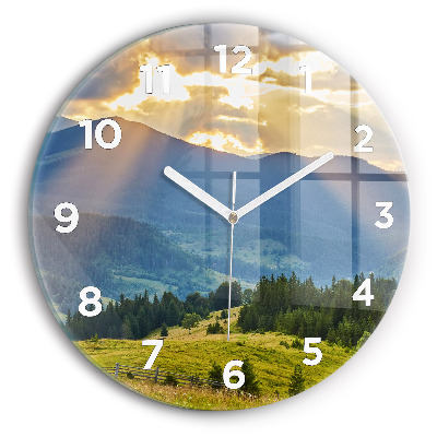 Horloge ronde en verre Paysage avec forêts