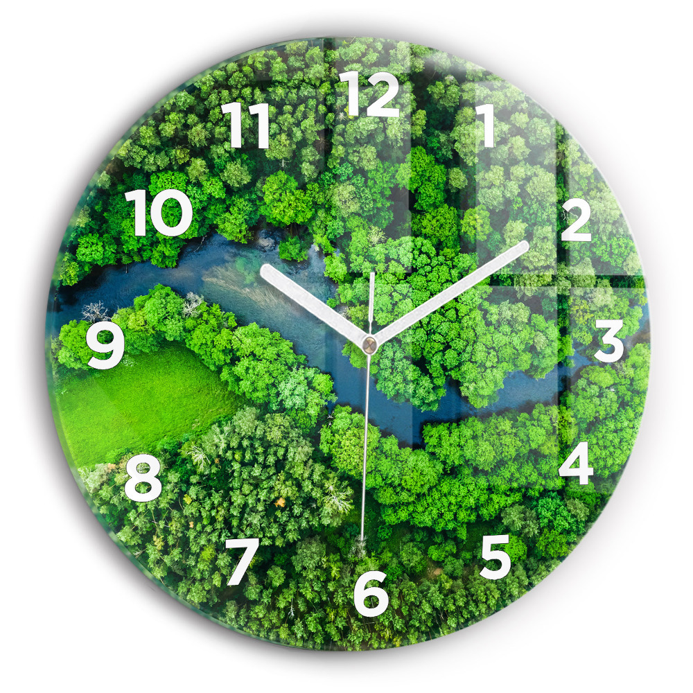 Pendule murale ronde Rivière dans une forêt