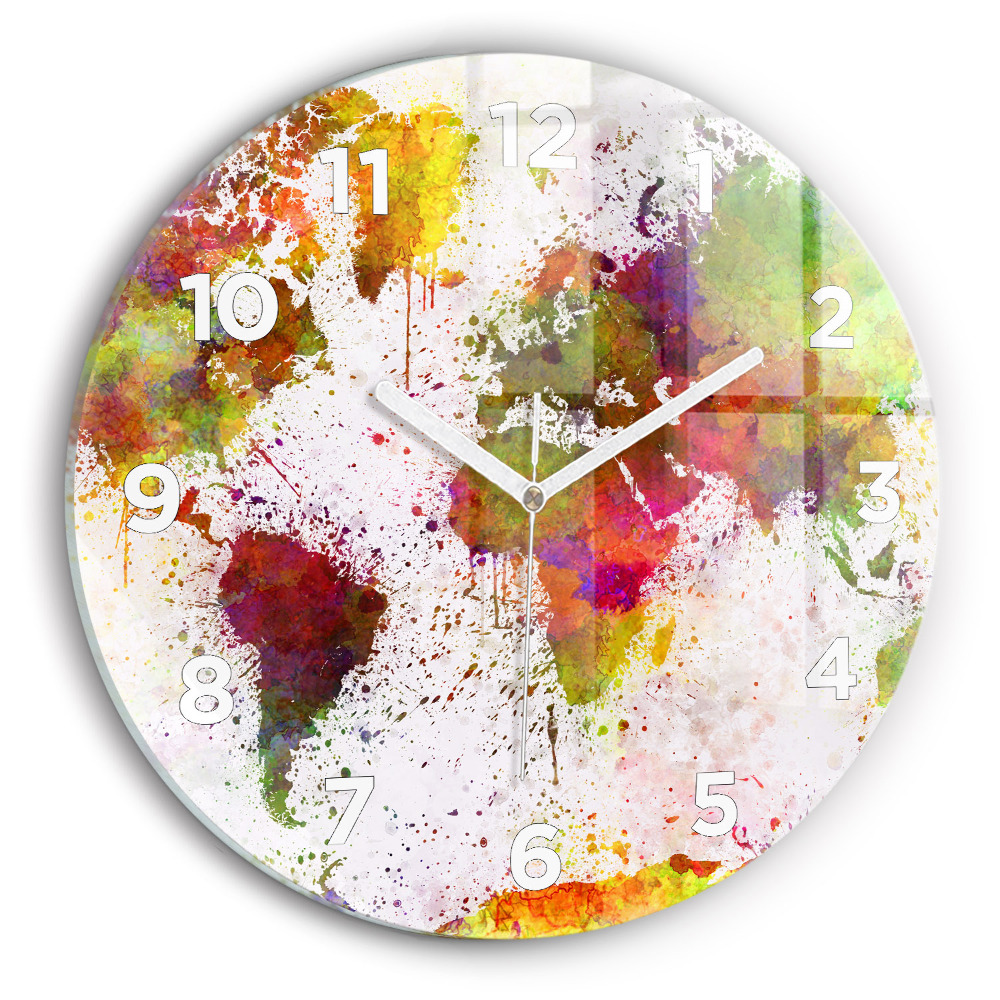Horloge ronde Carte du monde en aquarelle