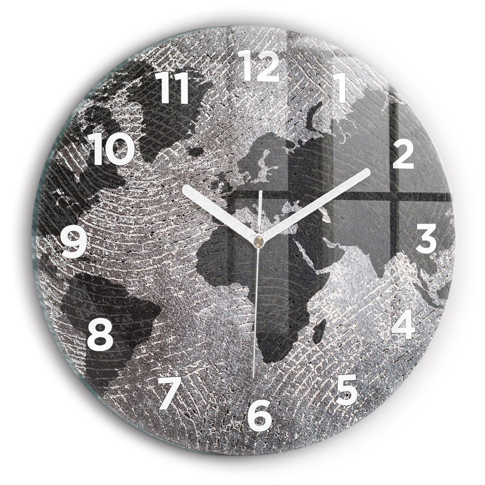 Horloge ronde murale Carte du monde en béton