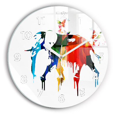 Horloge ronde Eléphant peint en couleur