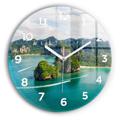 Horloge ronde en verre Île en Thaïlande